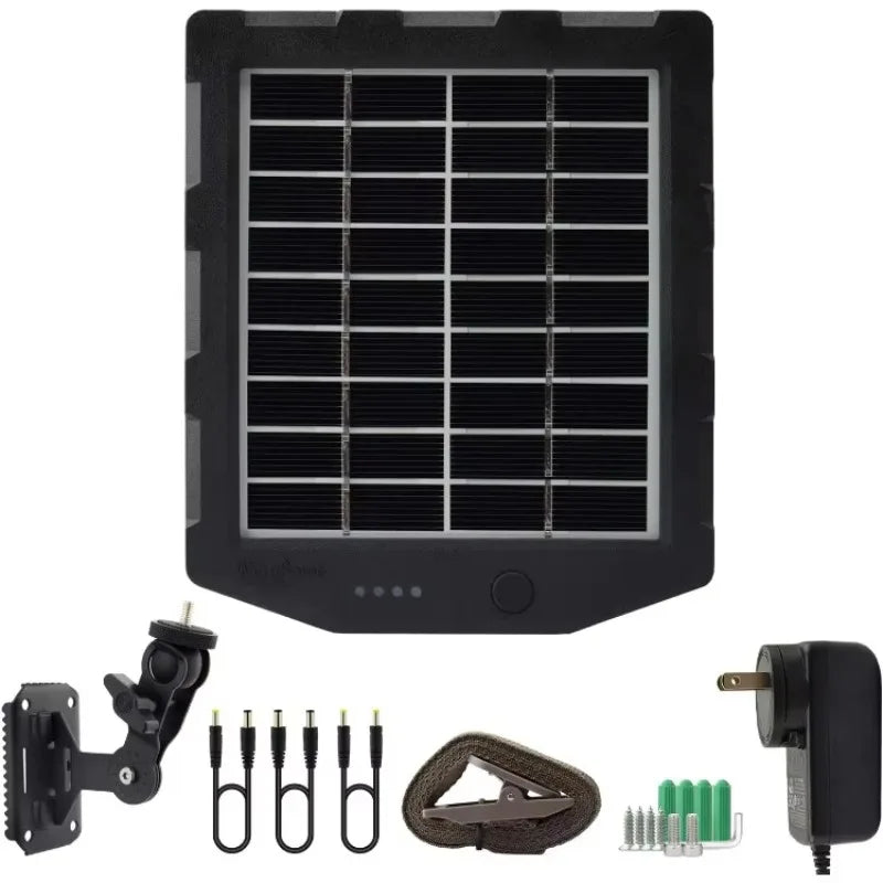 Trail Camera Solar Panel Kit 12V/1A 6V/1.5A with Build-in 2000mAH Rechargeable Lithium Battery IP66 Waterproof Hunting Accessory