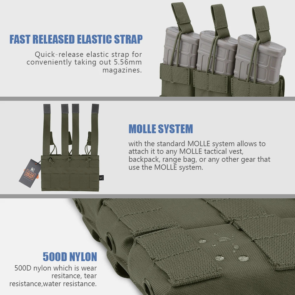 Tactical Magazine Pouch Single/Double/Triple Open-Top MOLLE Strap Holder Mag Pouch for 5.56mm M4 M16 Hunting Accessories