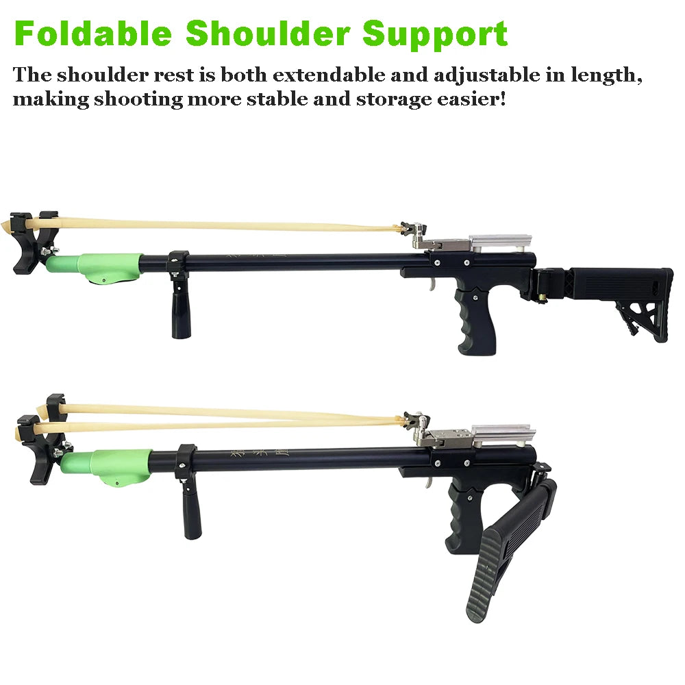 Powerful metal slingshot, trigger slingshot, outdoor hunting catapult, with folding telescopic shoulder support, a gift for men
