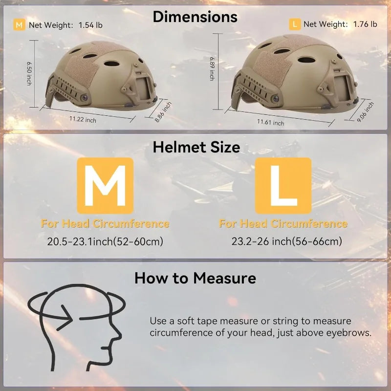 Helmet, Fast PJ Type Tactical Paintball Helmet with Helmet Cover & Buffer Pads