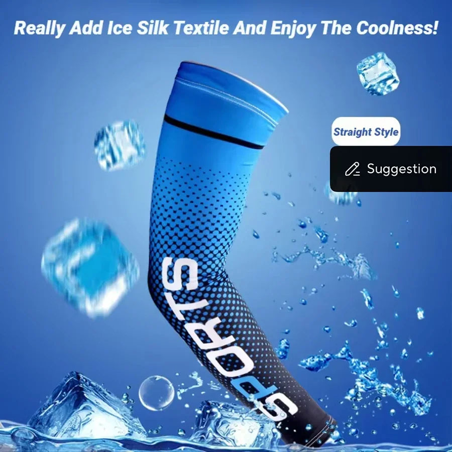 Summer Fashio Sunscreen Ice Silk Sleeve UV Sun Protection Cooling Anti-Slip Arm Sleeves Men Women Outdoor Sport Cycling