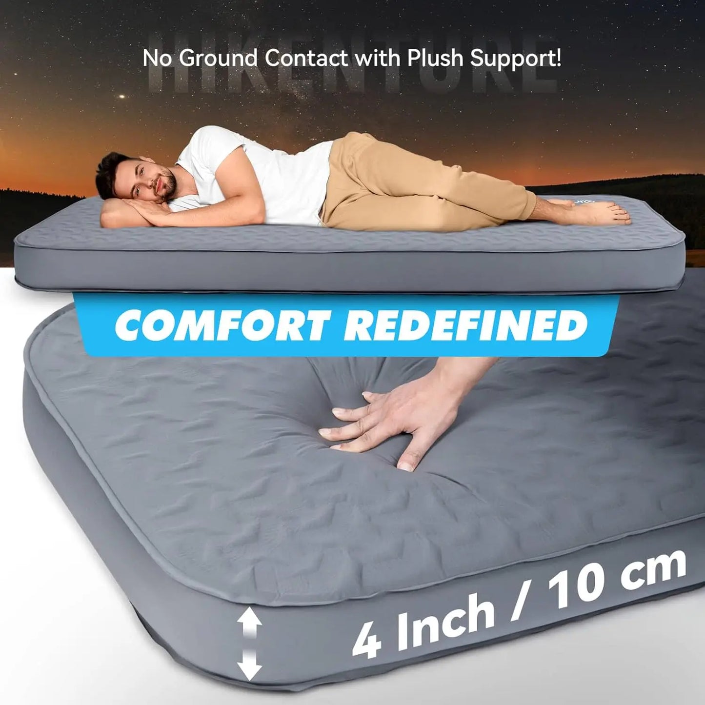 4" Thick Self Inflating Sleeping Pad,Foam & Air Camping Mattress,9.5 R-Value Insulated Sleeping Mat, Portable All Season Camping