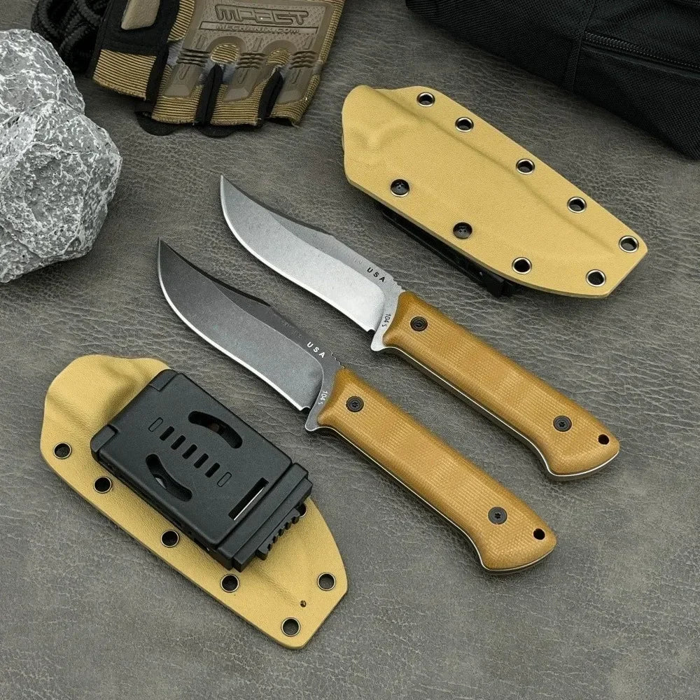 BK 104 Sheathed Survival Fixed Blade Knife High Hardness Cutting Hunting Knife 8Cr13Mov Blade G10 Handle Camping Outdoor Knife