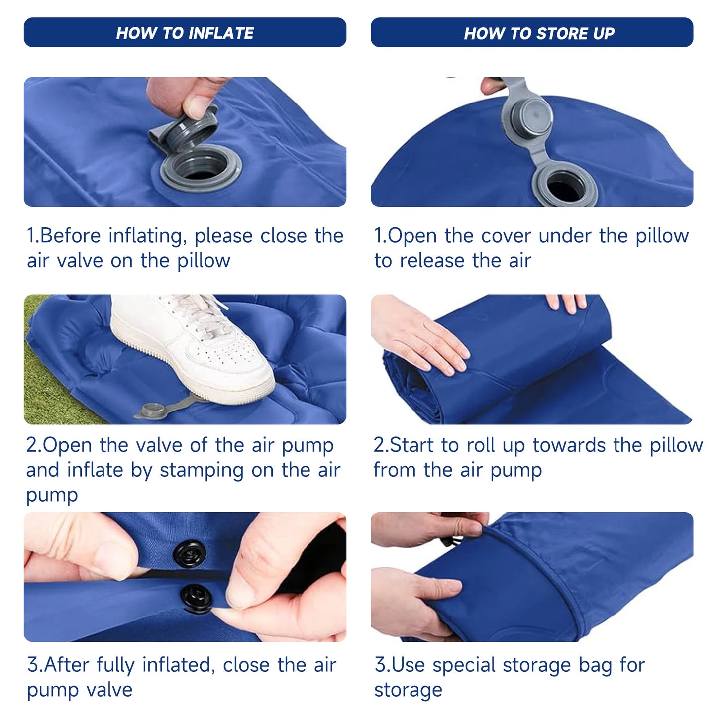 Sleeping Pad, Ultralight Inflatable Sleeping Pad with Pillow Built-in Foot Pump Compact Camping Air Mattress