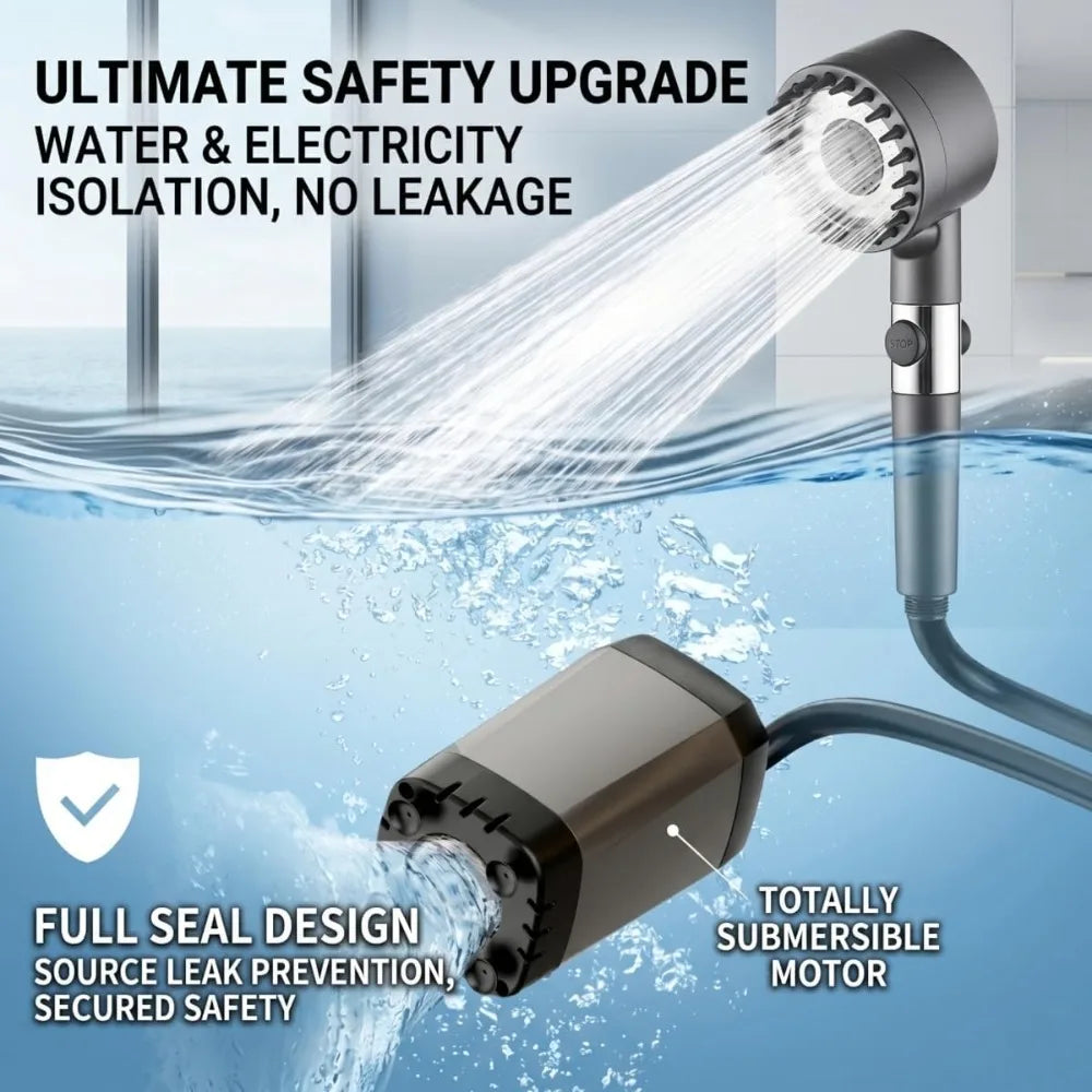 Portable Camping Shower with 1500W Heater, 6000mAh Battery, 5.3Gal Bucket, Digital Display for Outdoor