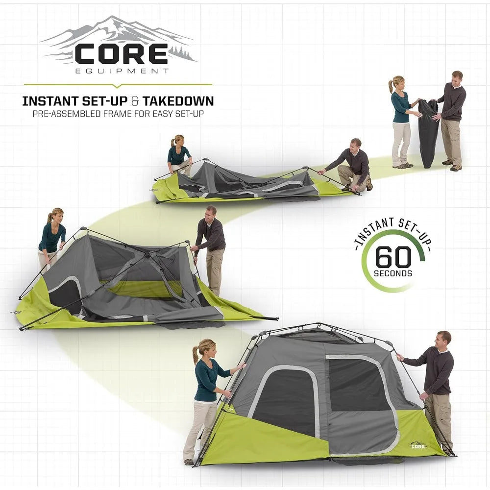 Instant Cabin Tents | 6 Person / 9 Person / 10 Person / 12 Person Family Cabin Multi Room Pop Up Tents Car Camping | Included S