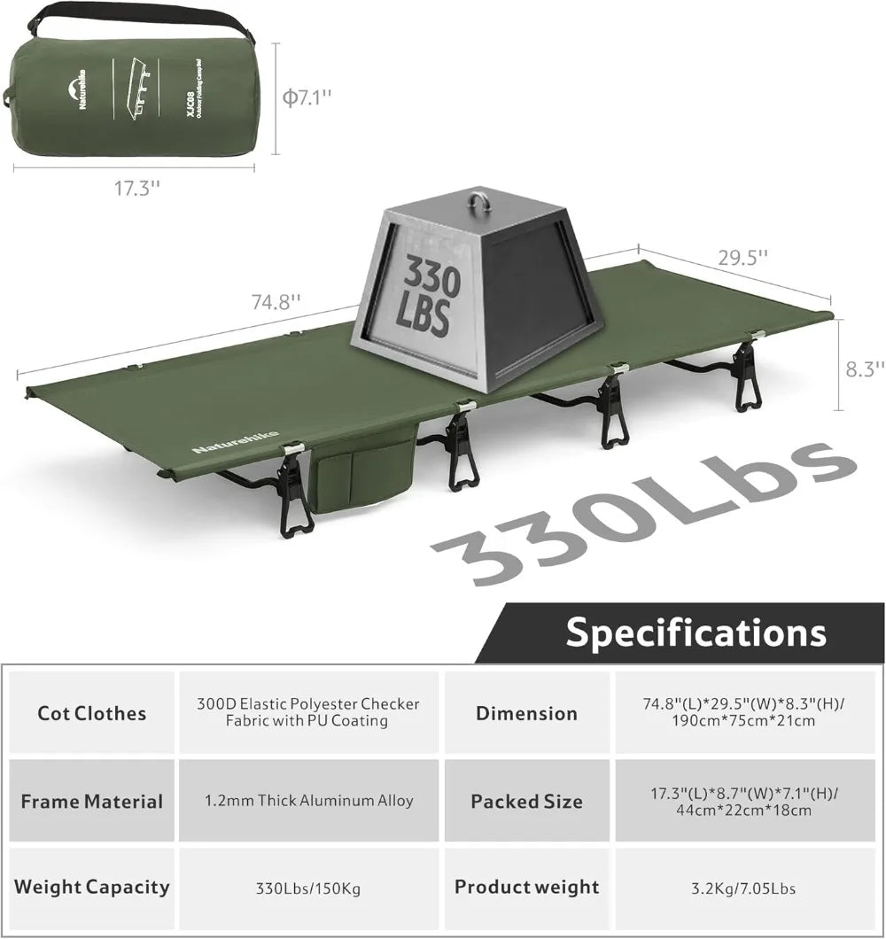 Extra Wide Camping Cot, 29.5in, Folding Lightweight Portable Bed for Travel Beach Home