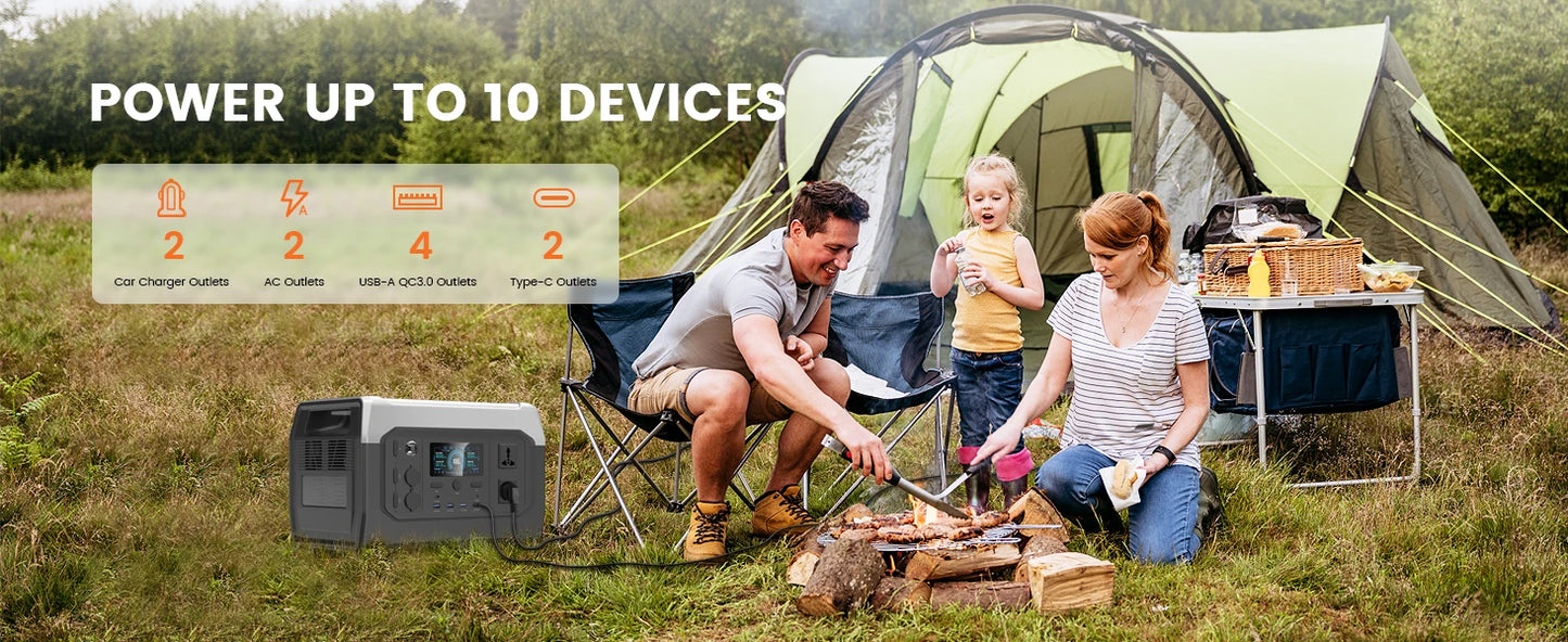 1800W Portable Power Station 1024Wh LiFeP04 Battery Solar Generator Solar for Camping UPS function Pure Sine Wave