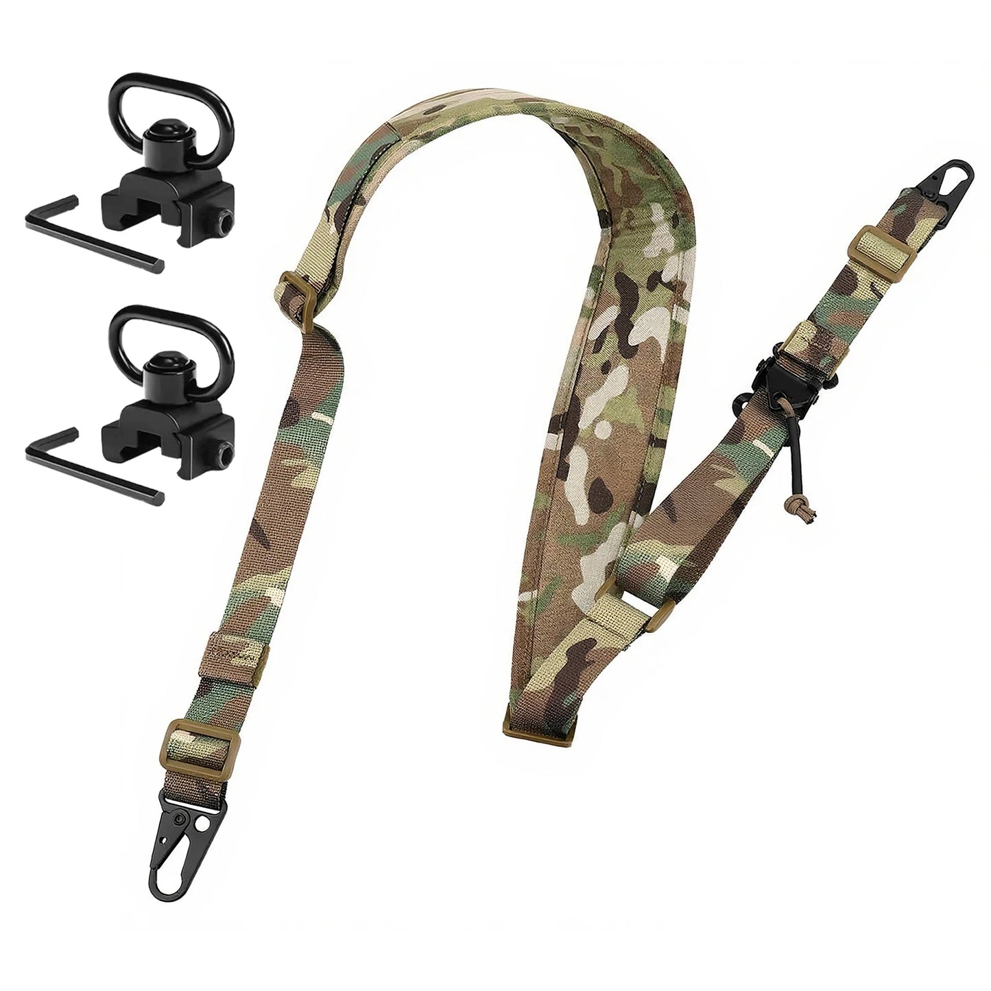 Tactical 2 Point Rifle Sling Strap 2.25" Padded Adjustable Shoulder Strap Shooting Hunting Accessories w/ QD mount for Picatinny