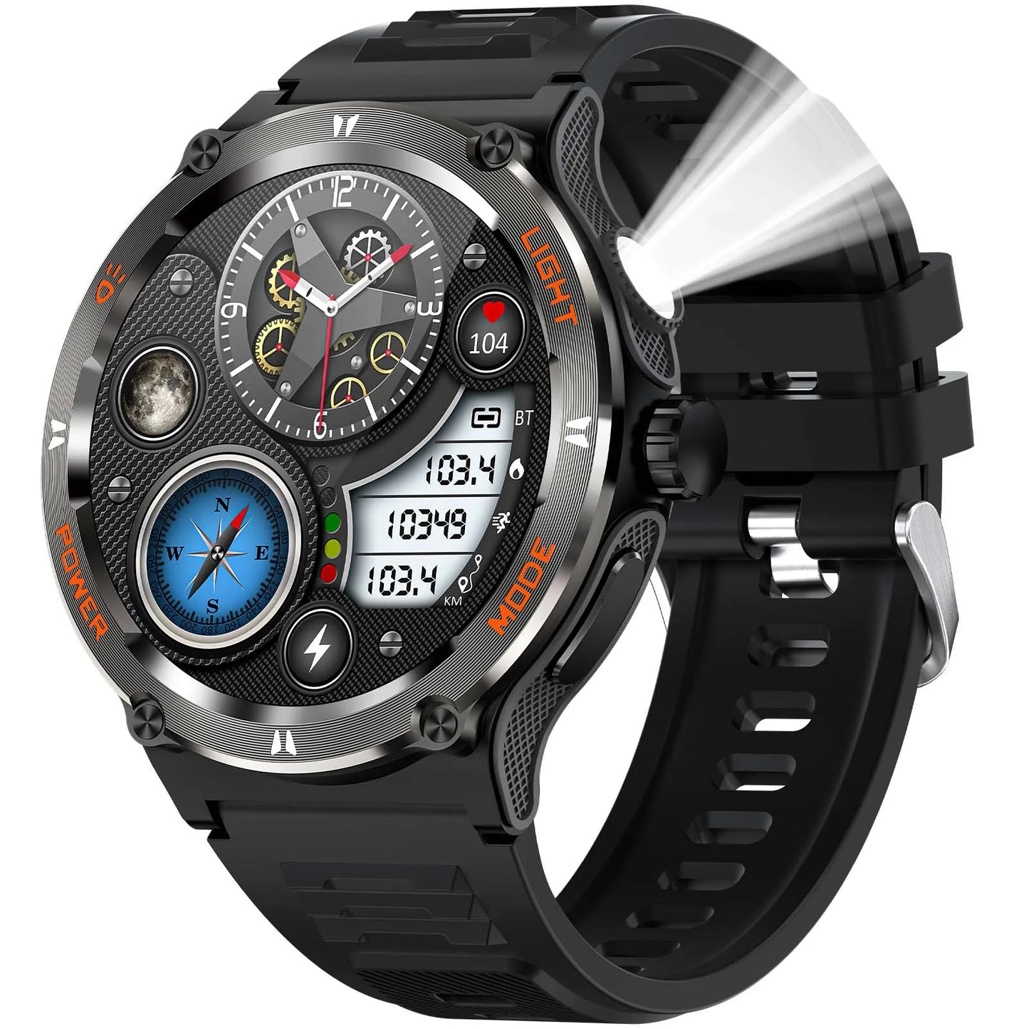 Smart Watch 3ATM Waterproof 1.53" KT76 Men Sport With Compass And LED Flashlight Heart Rate Sleep Analysis Bluetooth Call