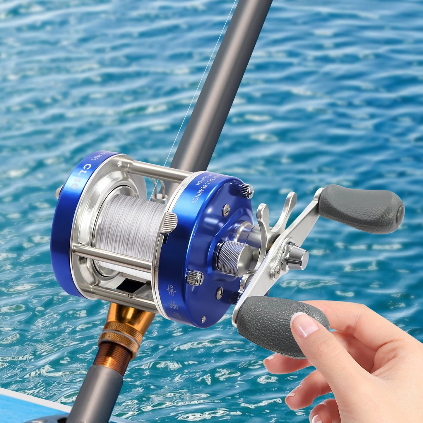 Round Baitcasting Reel Conventional Reel for Catfish #40 Left/Right Hand Baitcasting Fishing Reel