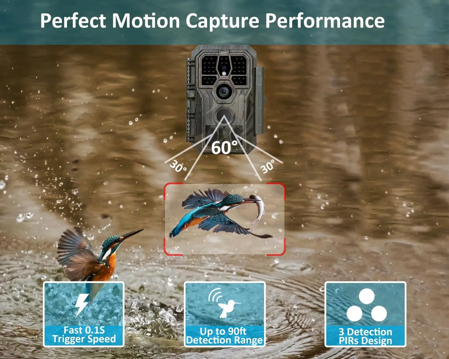 2-Pack Trail Camera, 64MP Photo & 1296P HD Video, 0.1s Trigger, 100ft Night Vision, Motion Activated for Wildlife