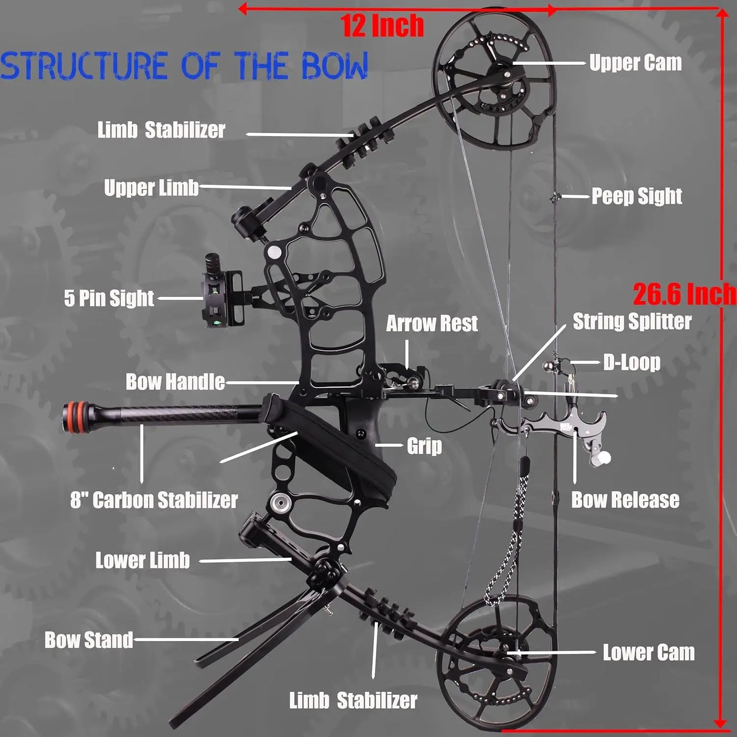 Compound Bow Set for Steel Ball, Draw Weight 40-65 LBS, Short-Axis Hunting Compound Bow, can Shoot Arrow and Steel Ball for Arch
