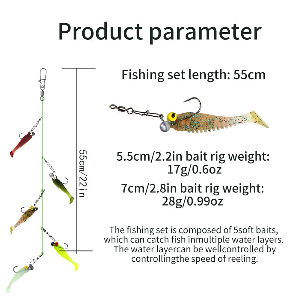 Cluster Soft Lure Pesca Jig Head Artificial Silicone Soft Bait Pesca Bait Fishing Rig for Saltwater