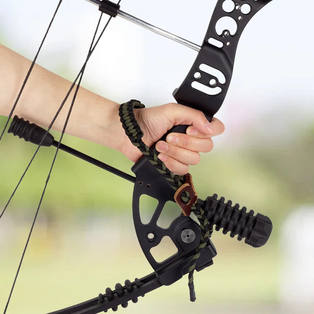Archery Bow Wrist Sling Braided Bow Cord Adjustable Bow Handle Sling Braided Archery Bow Strap for Shooting Hunting