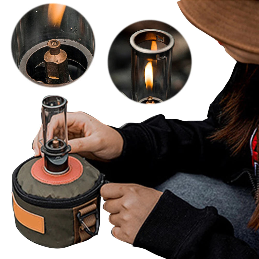 Camping Gas Lantern Butane Gas Light Lantern Windproof Gas Candle Light Metal Portable Tent Lantern for Outdoor Emergencies