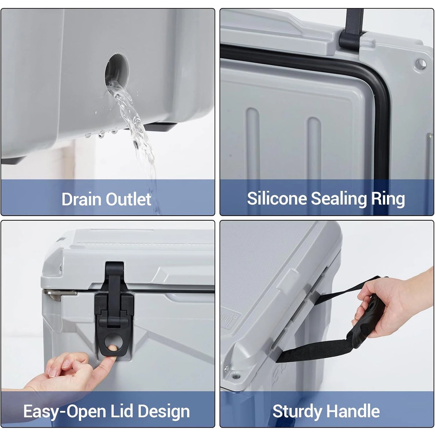20L/25L/35L Portable Ice Cooler, Outdoor Heavy Duty Insulation Ice Chest for Drink Beverges Camping Fishing Picnic Barbecue
