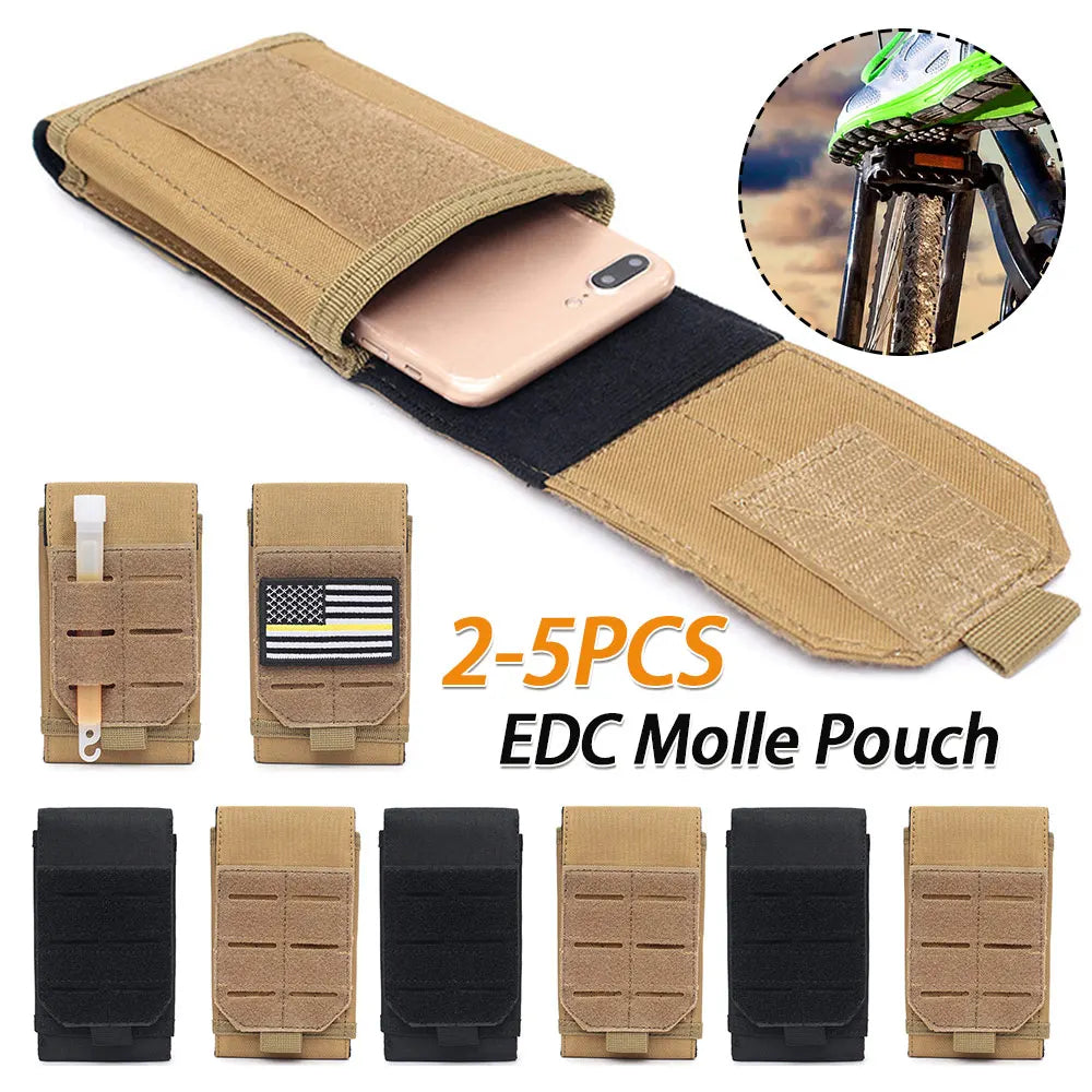2-5PCS Multifunctional Molle Pouch Phone Holder Outdoor Cycling EDC Waist Packs Cell Phone Holder Pack for Camping Hunting