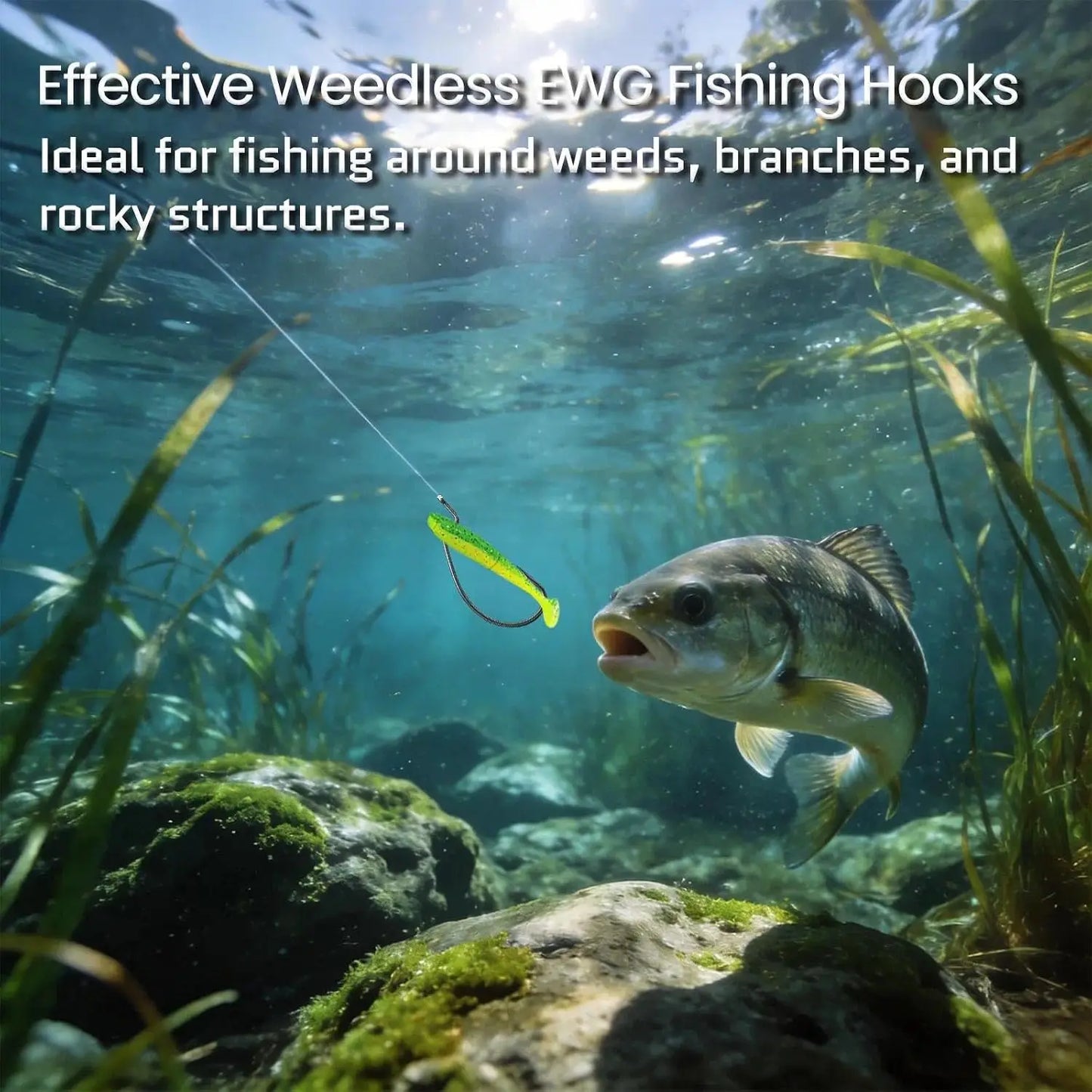 50/100/120pcs EWG Fishing Hooks, Bass Offset Worm Hooks for Freshwater Saltwater Sizes 4-5/0