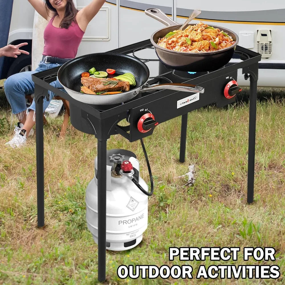2 Burner Propane Grill Portable Gas Stove for Camping Backyard BBQ Outdoor Cooking