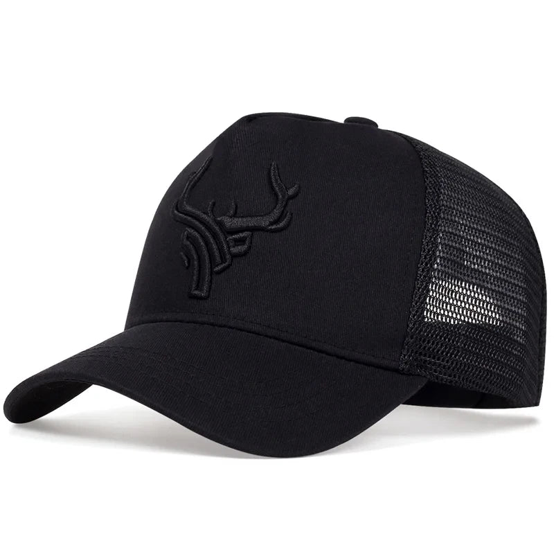 1piece Unisex Antlers Embroidery Baseball Net Hat Outdoor Adjustable Sunscreen Leisure Hat Spring Autumn Travel Tourism Vacation
