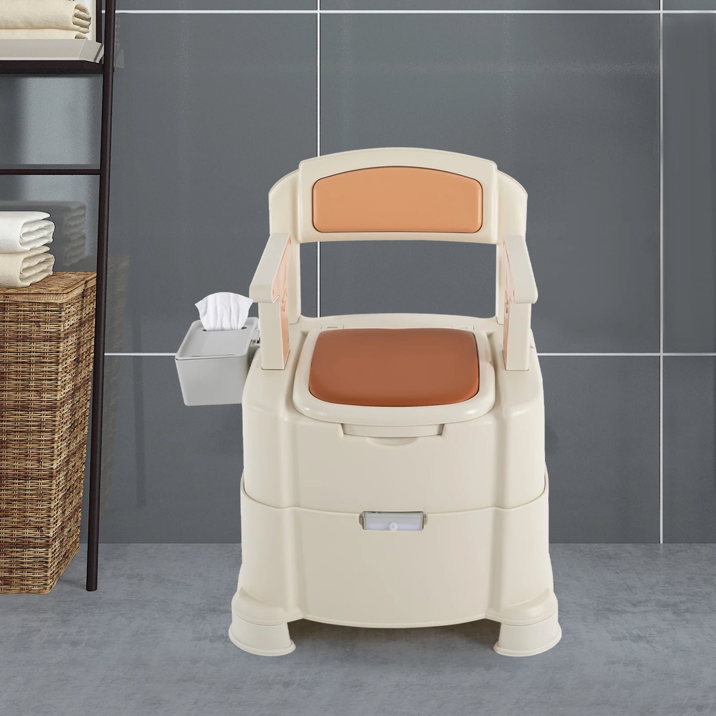 Portable Toilet with Sensory Light Camping Toilets with Four Legs 200 kg Load Capacity Travel Toilet Adults Suitable for Elderly