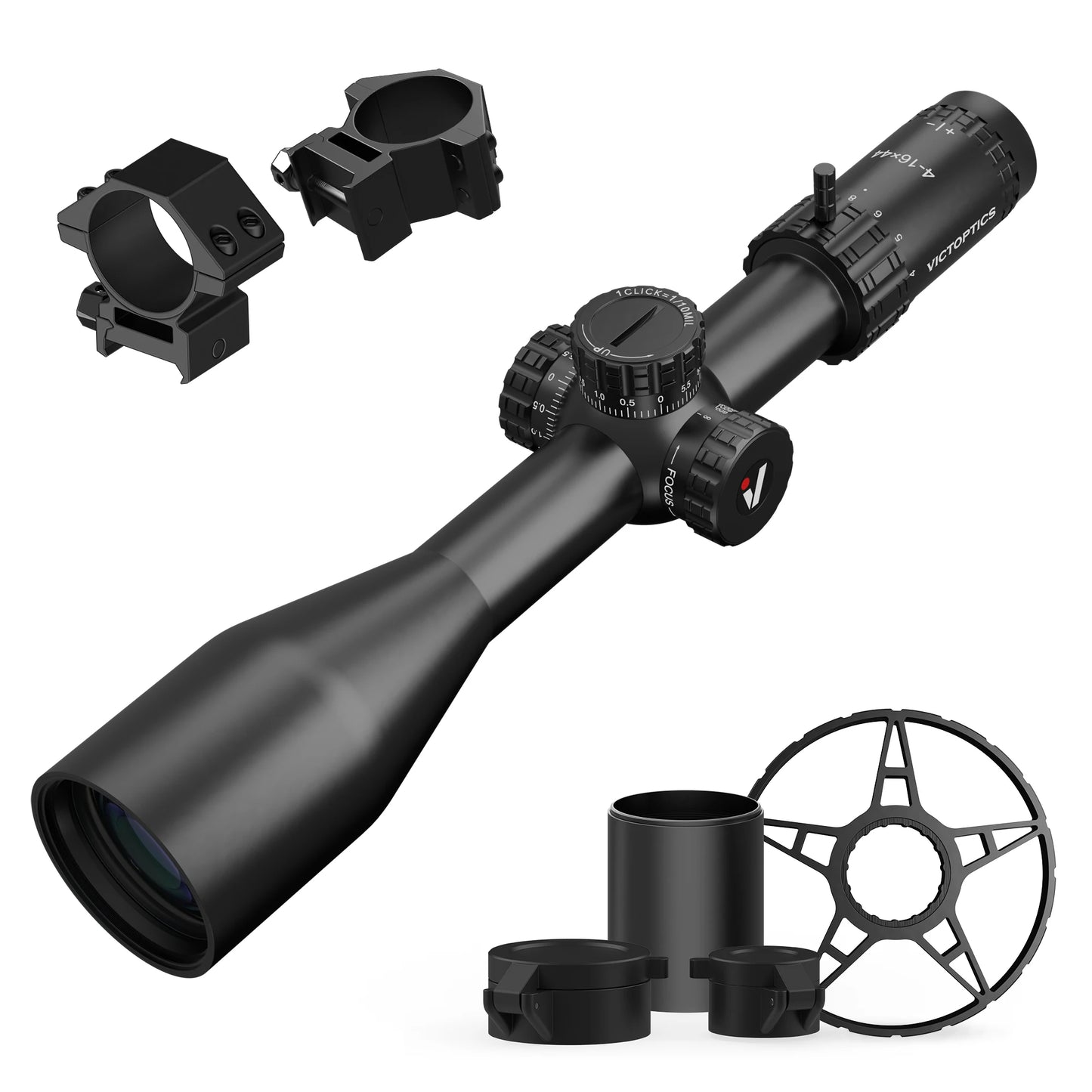VictOptics S4 4-16x44 SFP Riflescope,Crystal Clear Optics,With Turret Lock Feature,Wide Field of View,For Benchrest and hunting