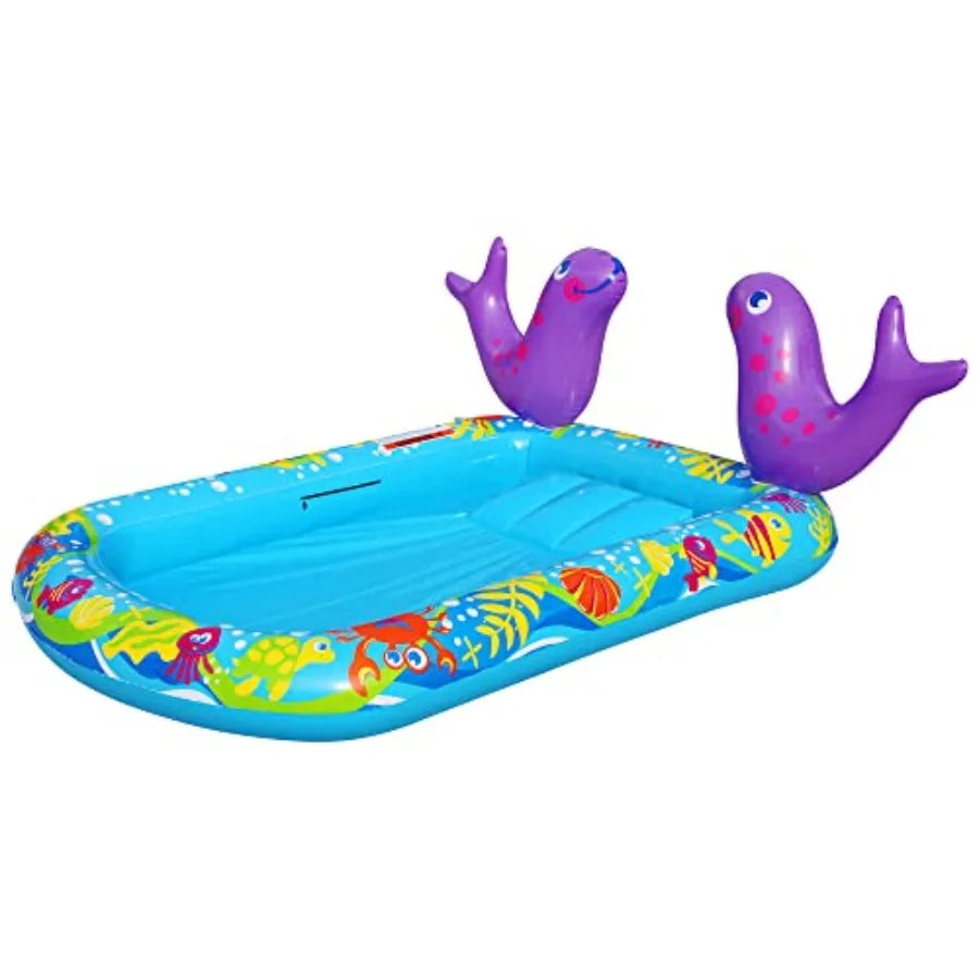 My First Water Slide for Outdoor Pool Inflatable Water Park with Blue and Yellow Design Durable PVC Material Easy to Set Up and