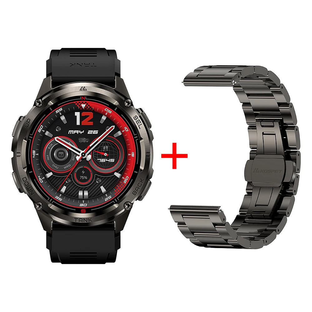 KOSPET TANK T3 Ultra 2 GPS Smart Watches Men Compass Altimeter Barometric 5ATM IP69K Waterproof AMOLED Bluetooth Call Mens Watch