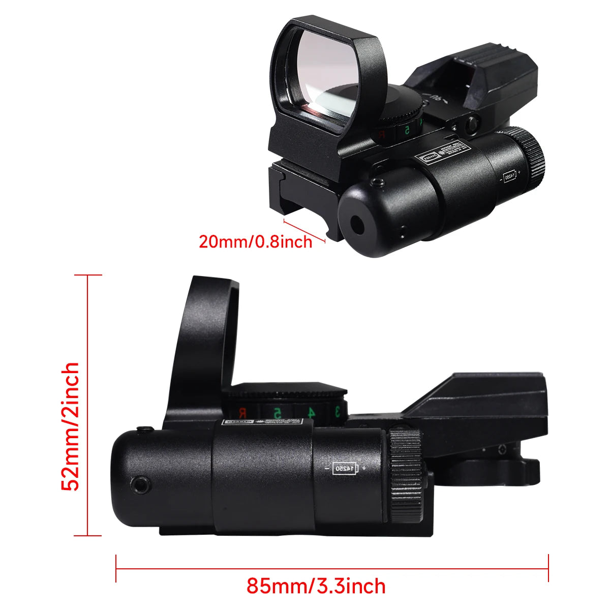 Tactical HD101B Red Dot Sight with Laser Pointer 4 Reticle Holographic Projected Airsoft Scope Collimator for Hunting