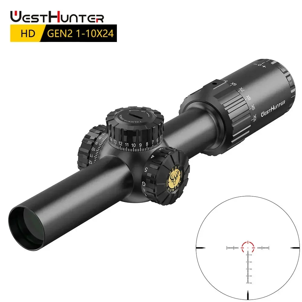 HD GEN2 1-10X24 IR Compact Scope LPVO Optical Sights R/G Illumination 1/4MOA Reticle Hunting Riflescope