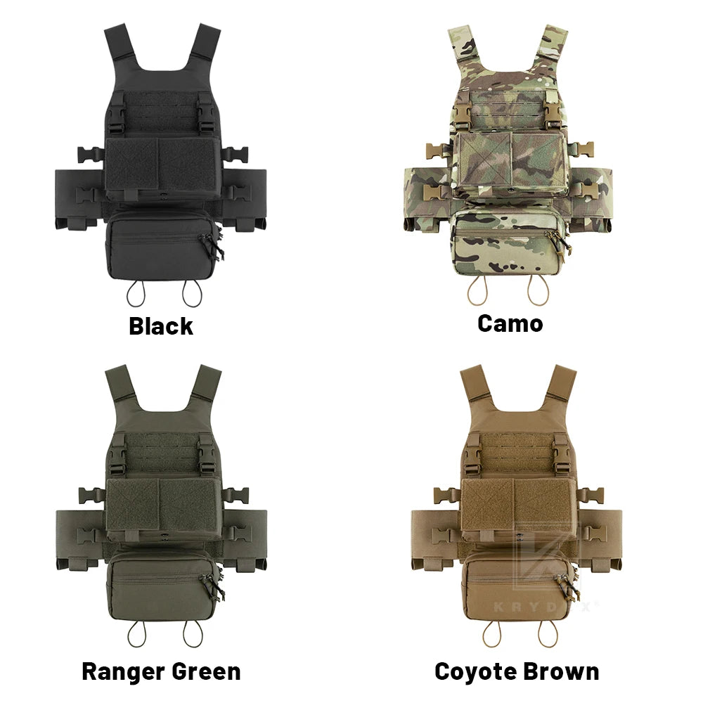 Low Vis Slick Plate Carrier Tactical Vest With Elastic Cummerbund Micro Fight MK3 Panel Chassis Drop SACK Pouch Camo Vest