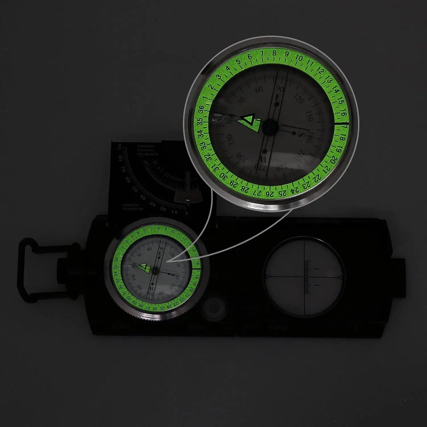 Waterproof Hiking Compass with Fluorescent Scale - Compass Navigation with Clinometer & Carry Bag Military Compass