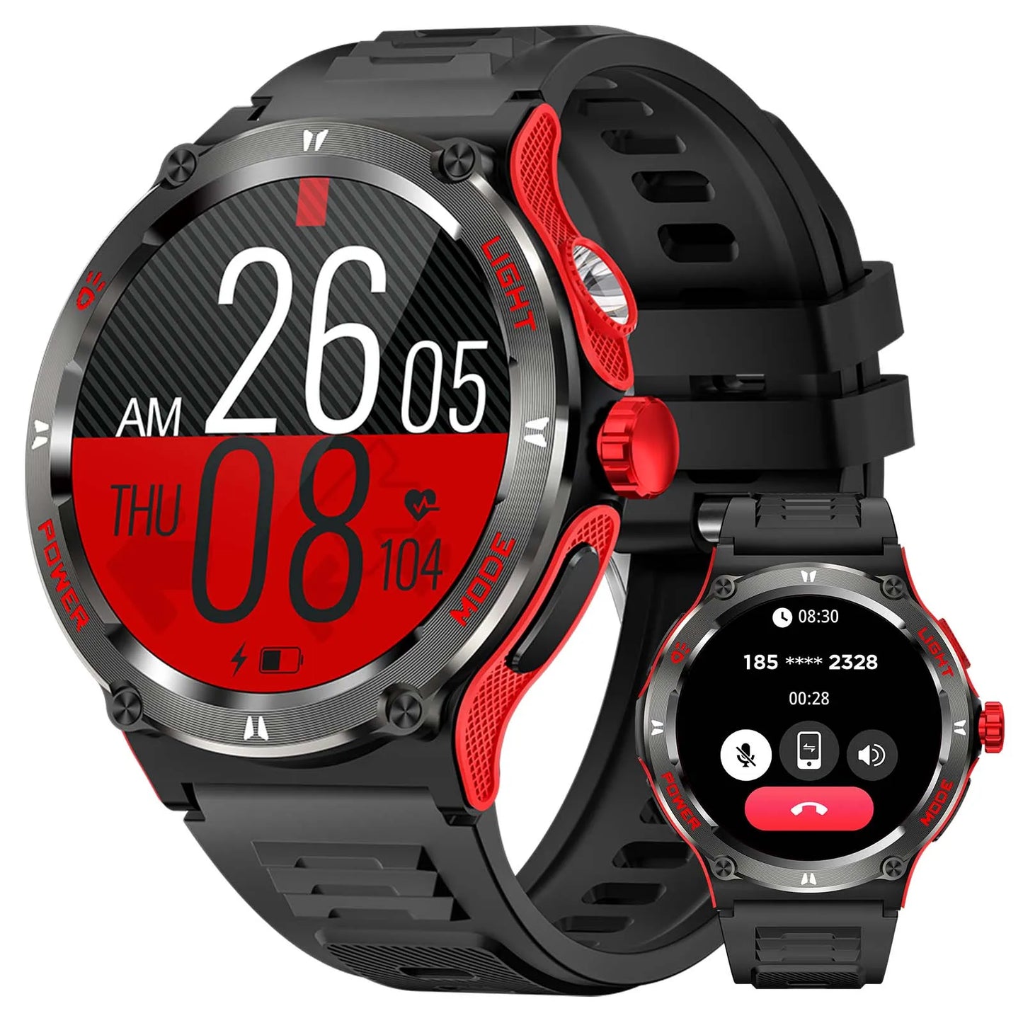 Smart Watch 3ATM Waterproof 1.53" KT76 Men Sport With Compass And LED Flashlight Heart Rate Sleep Analysis Bluetooth Call