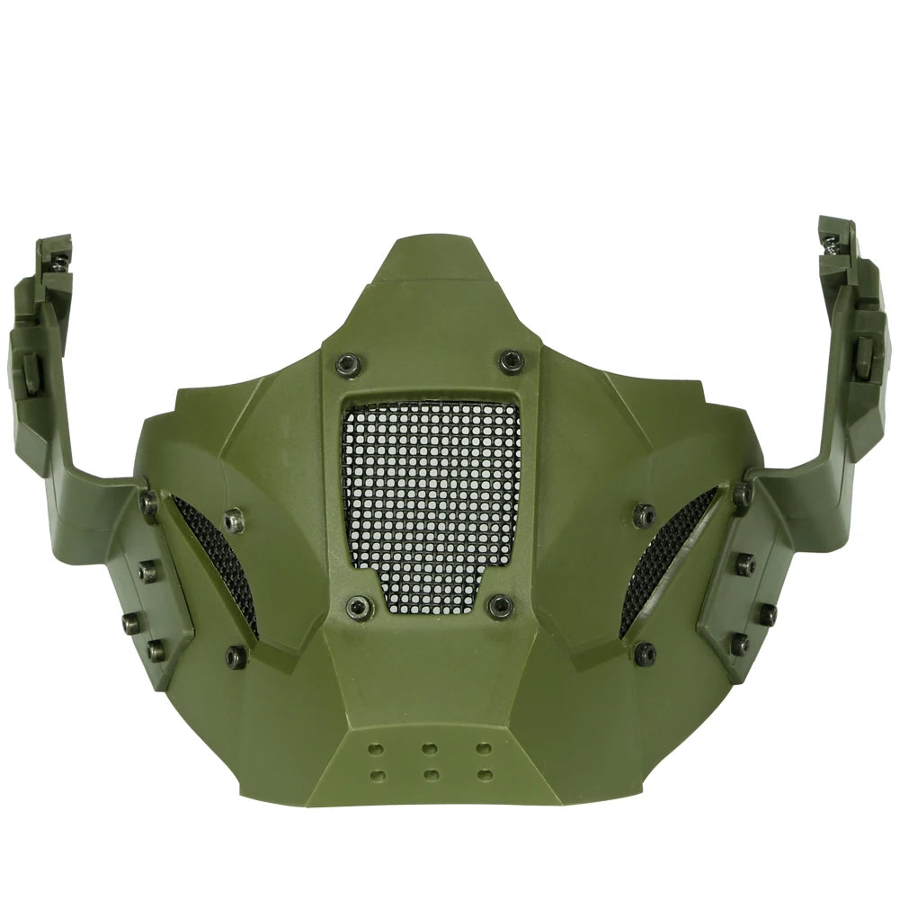 Mili-tary Mask with Adjustable Elastic Strap Face Protective Mask Good Air Permeability Metal Mask Detachable for Outdoor Camp