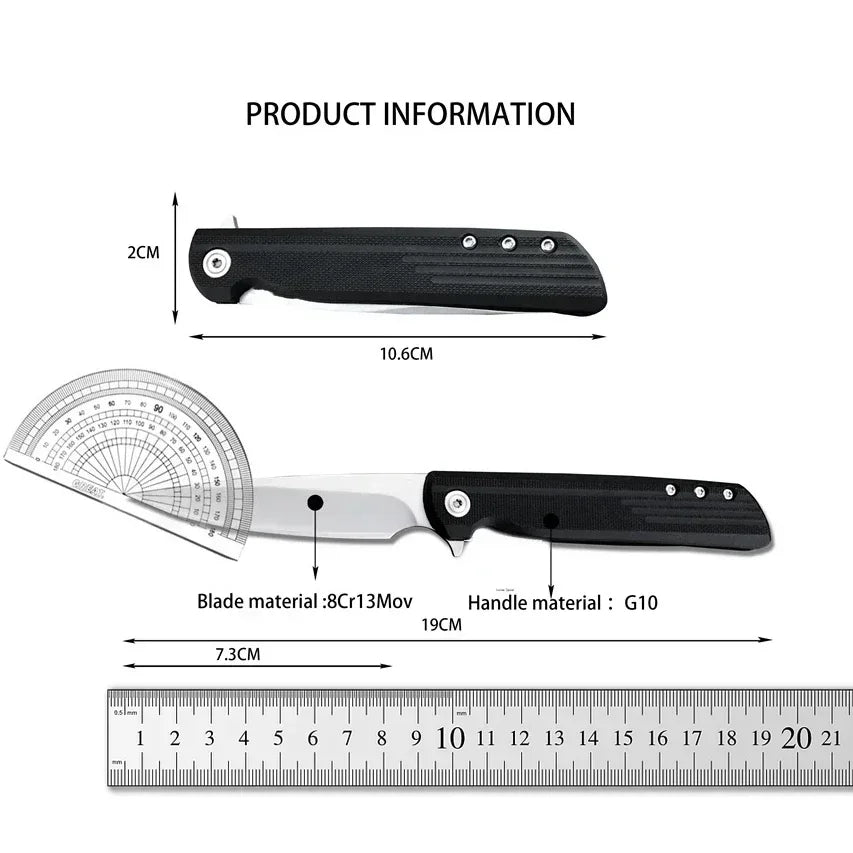 Best-Selling 3801 Pocket Folding Knife with 8Cr13Mov Blade and G10 Handle—Everyday, Adventure, and Cutting Knife for Outdoor Activities, Hiking, Fishing, and Trekking—Great Gift