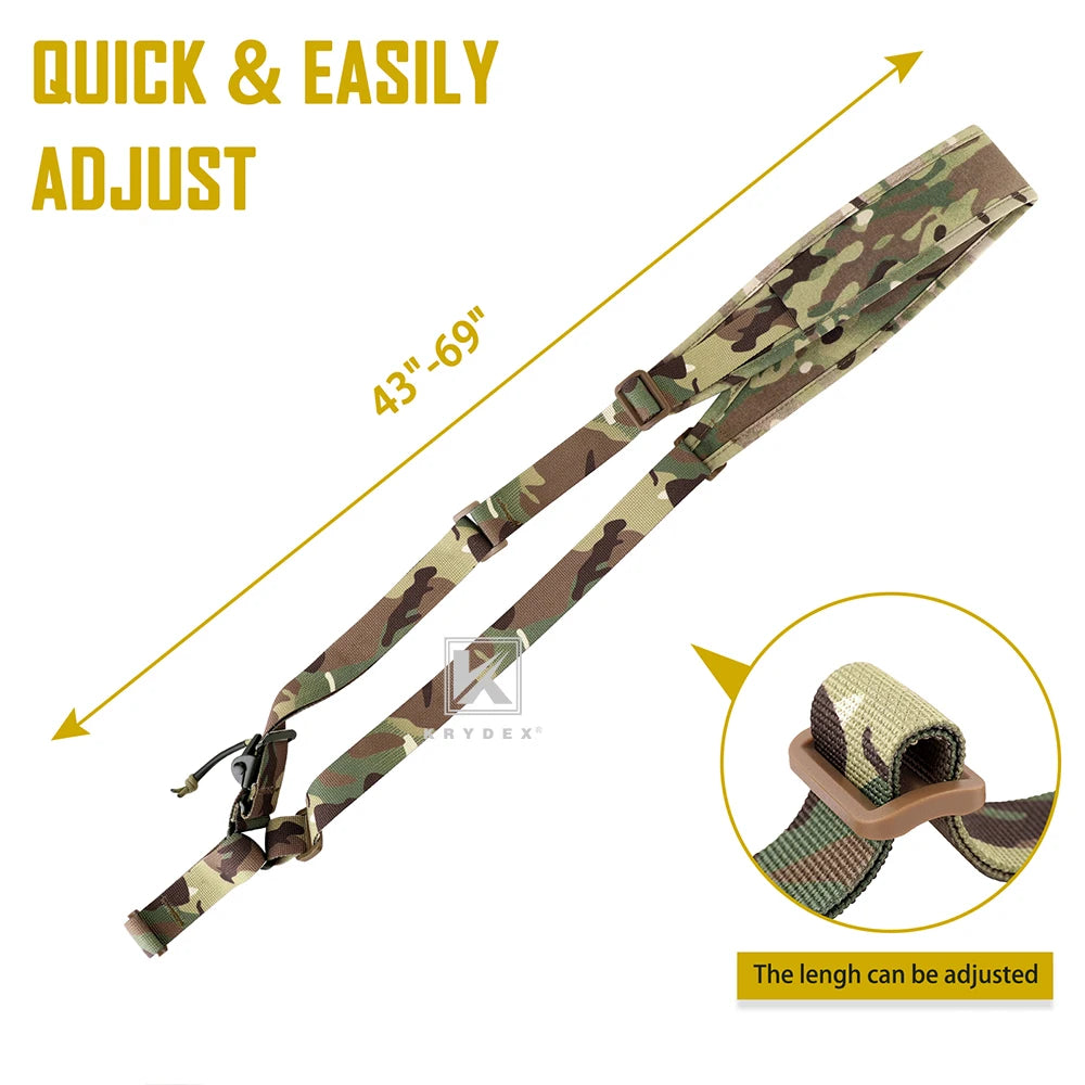 KRYDEX Tactical Single 1 Point Rifle Sling Padded Modular Sub Gun Shoulder Strap For Hunting Outdoor Slingster Accessories