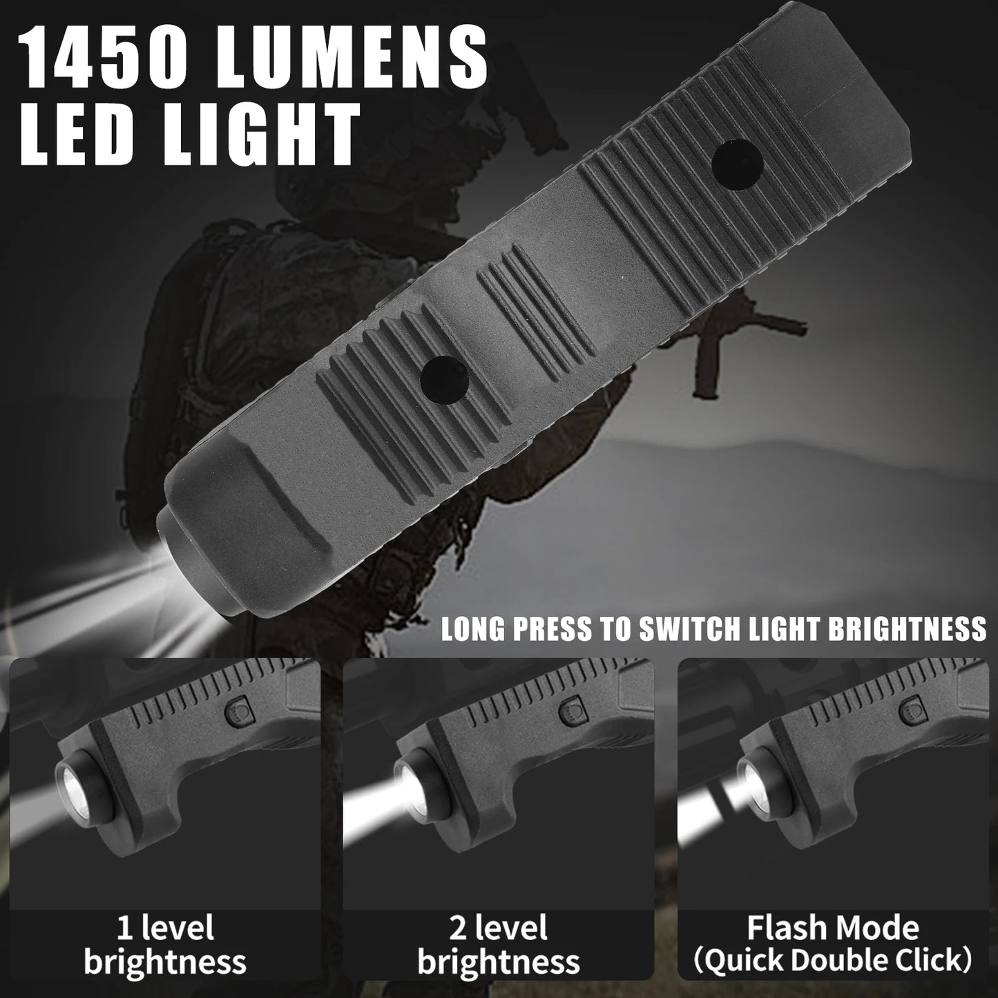 1450 Lumens Weapon Light, Tactical Flashlight for Rifle,MLOK Mount Weapon Light with Compatible with M-Lok Rail