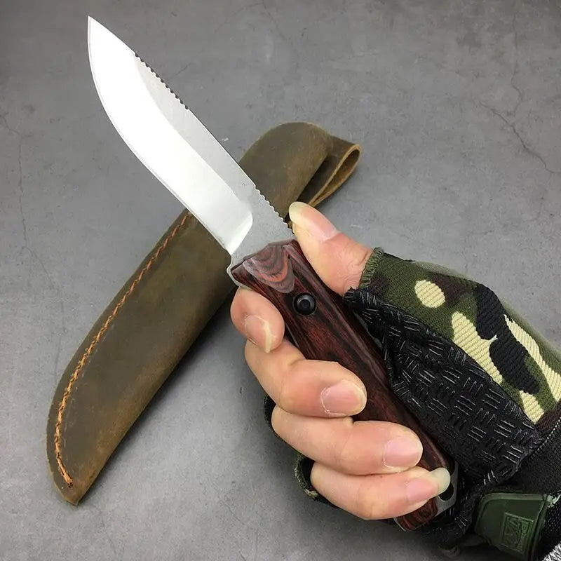 BM 15002 High Hardness Fixed Blade Knife with D2 Steel Blade Suitable for Outdoor Camping Hiking EDC Survival Tools Gift for Men