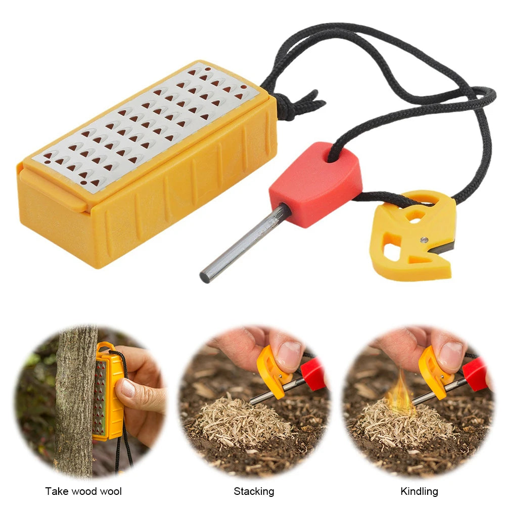Tinder Maker with Fire Starter Tinder Maker Tool Lightweight Stainless Steel Grater Outdoor Survival Tool for Emergency