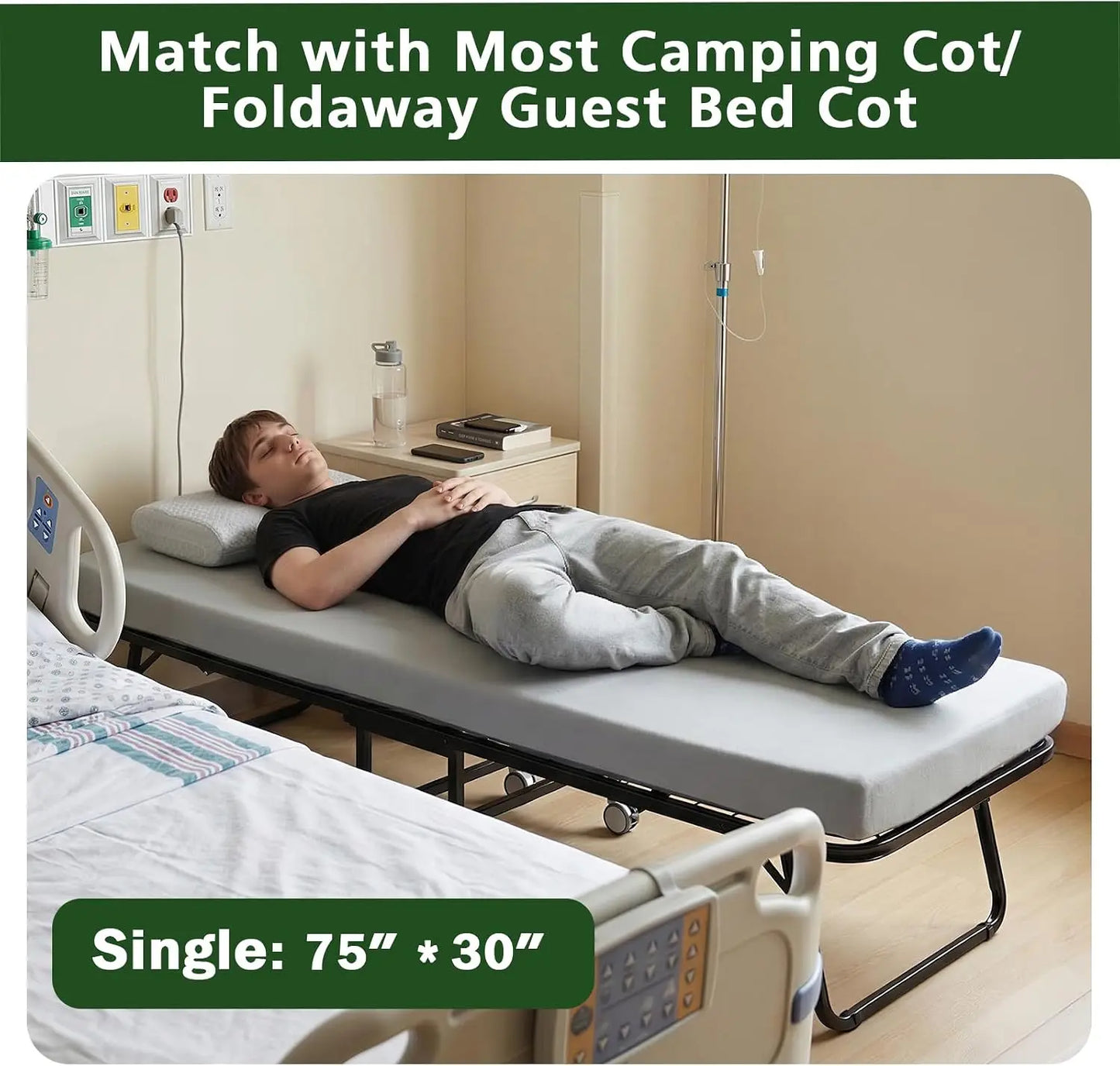 3.5" Extra Thick Foam Camping Mattress, Waterproof Cover & Travel Bag, Portable Sleeping Pad for Car/Tent/Cot/SUV/Trunk/Floor/Guest Bed