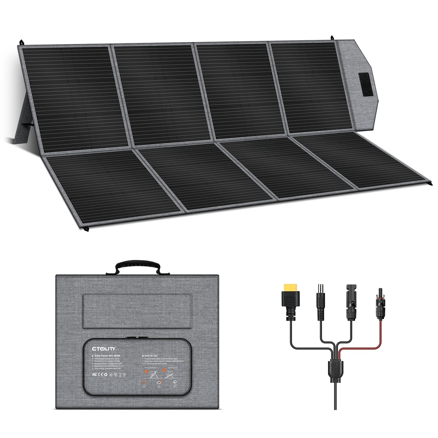 CTOLITY SP400 Portable Solar Panel 400W 41V Flexible Solar Charger Generator IP65 Caming RV Power Stations Camping Off Gird
