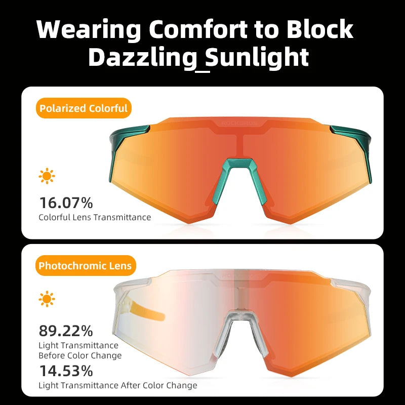 Polarized Photochromic Glasses Outdoor UV40 Eyewear Sunglasses Sports MTB