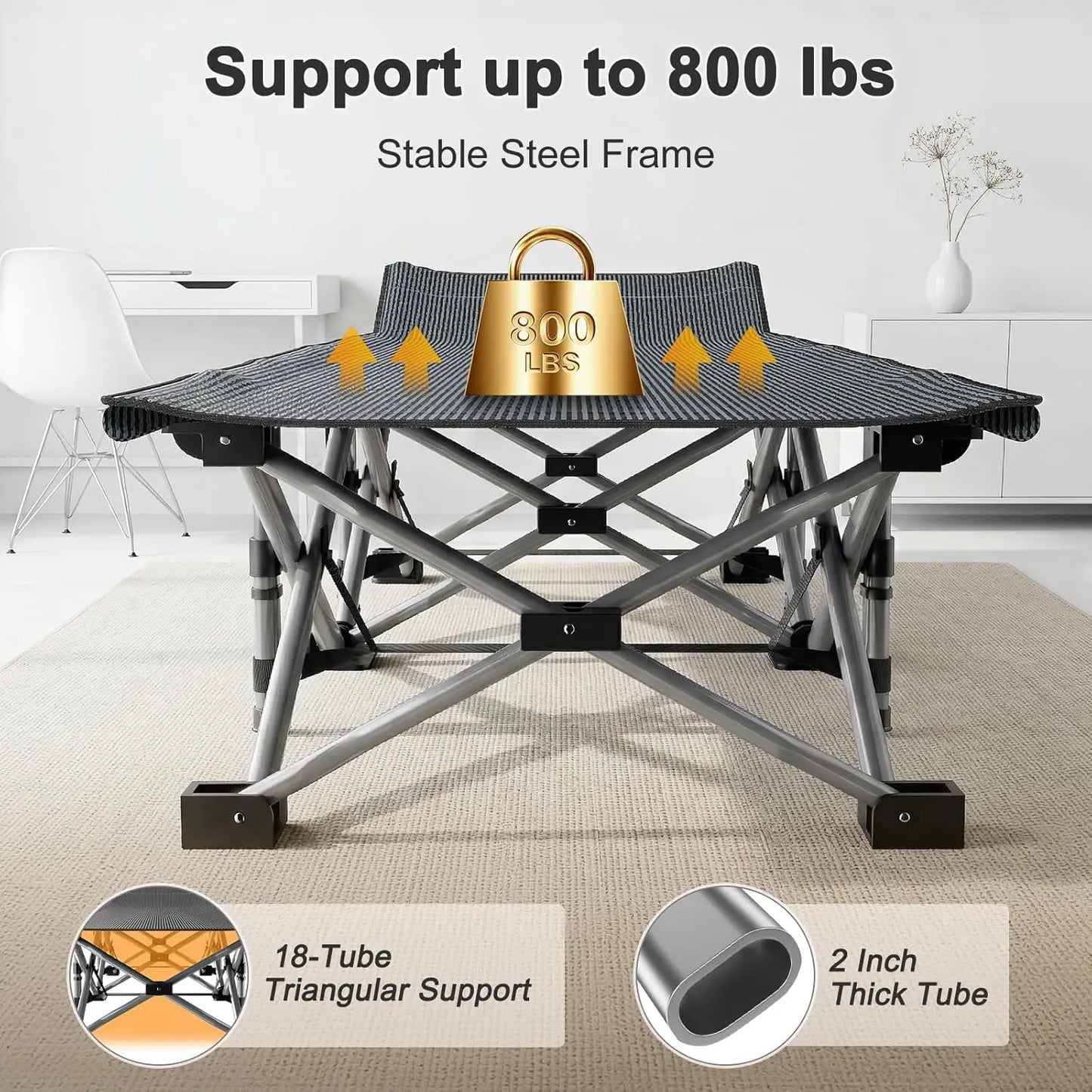 Extra Wide 28" Camping Cot for Adults, Heavy-Duty 1200D Oxford Fabric, Portable Folding Bed with Mat & Carry Bag