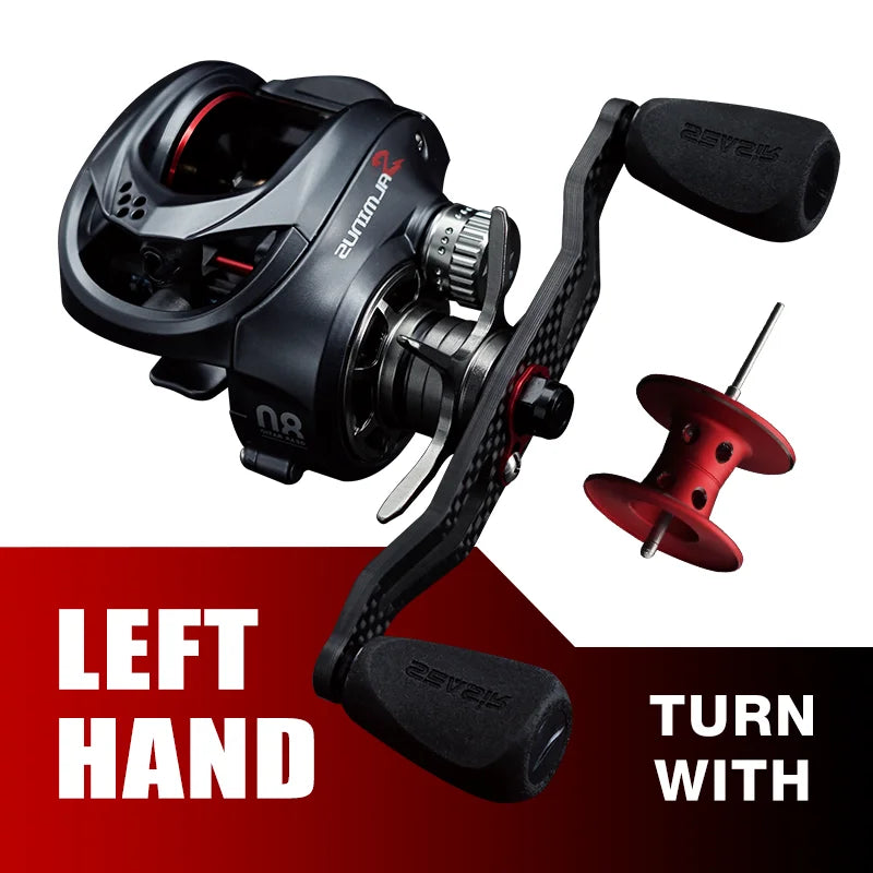 Salminus Baitcasting Fishing Reel Max Drag 12Kg 8.0:1 High Gear Ratio Metal Aluminum Frame coil