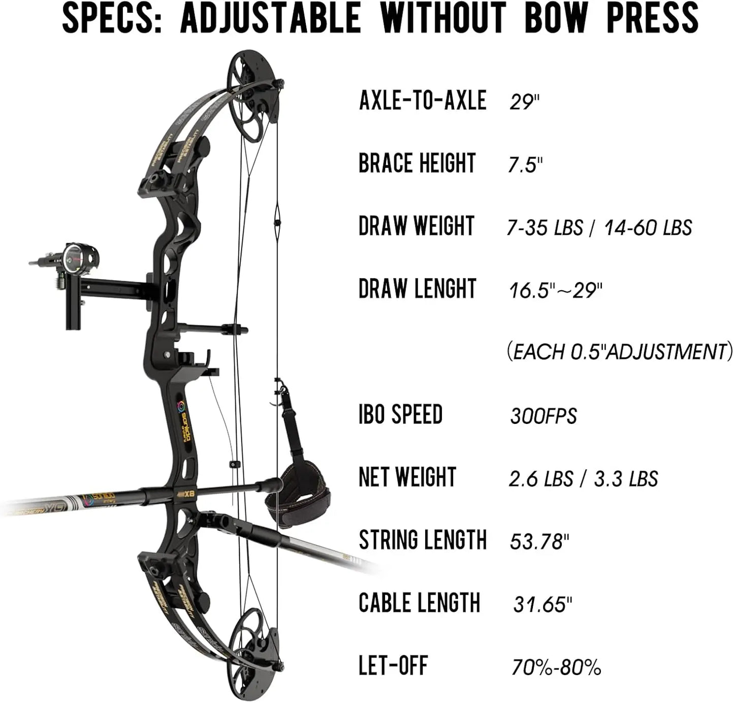Junior Professional- Grade Standard Target Compound Bow and Arrow Kit with Target Accessories for Competition for Juniors, Youth