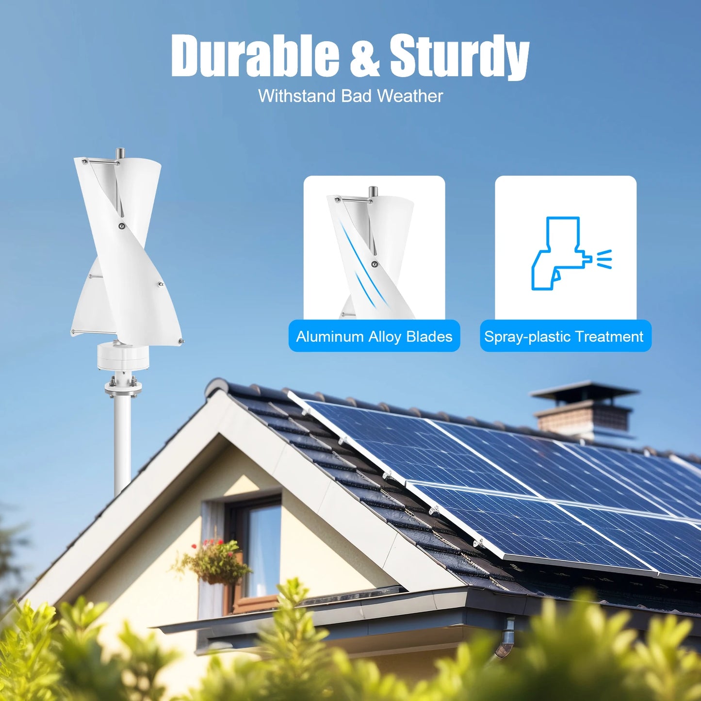 Wind Generator 500W 42.65ft/s Vertical Axis Wind Turbine, permanent Magnet Rotor Wind Turbine Power Generation for Energy Supply
