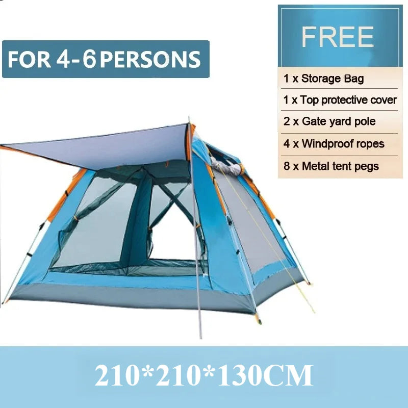 Goture Outdoor Camping Tent 2-6 People Portable Folding Automatic Tent Beach Fishing Family Travel Park Anti-UV Shade