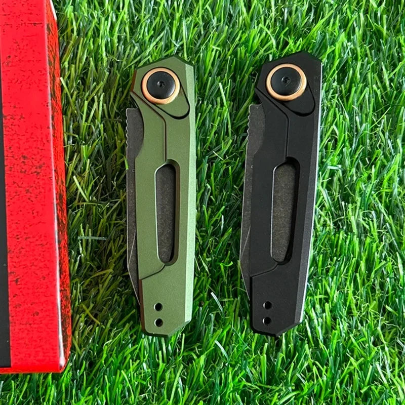 KS 7550 Launch 11 Folding Pocket Knife BlackWashed Tanto Blade Black / Green Aluminum Handles