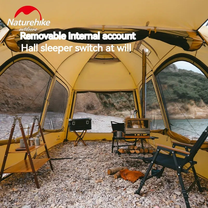 Naturehike Dunes 10.9 Camping Tent 6 People 4 Seasons Dome Extended Canopy Outdoor Waterproof Large Space Tent With Chimney Hole